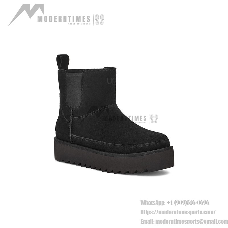 UGG Chelsea Platform Mini Black 1158051 - Stylish Suede Platform Boots UGG Chelsea Platform Mini Black 1158051 - Sleek Suede Boots with Bold Platform Sole