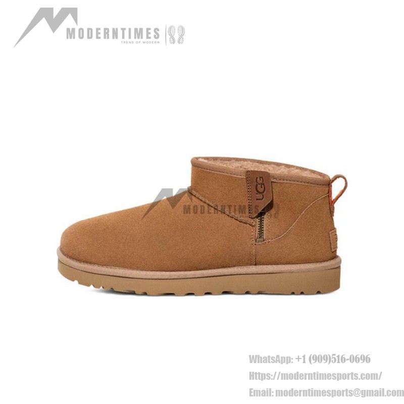UGG Women's Classic Ultra Mini Zip Boot Chestnut/Orange Soda 1143984 UGG Women's Classic Ultra Mini Zip Boot Chestnut/Orange Soda - Sheepskin-Lined Suede Boots