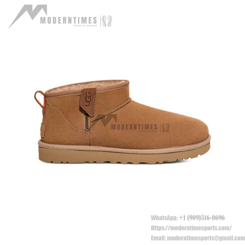 UGG Women's Classic Ultra Mini Zip Boot Chestnut/Orange Soda 1143984 UGG Women's Classic Ultra Mini Zip Boot Chestnut/Orange Soda - Sheepskin-Lined Suede Boots