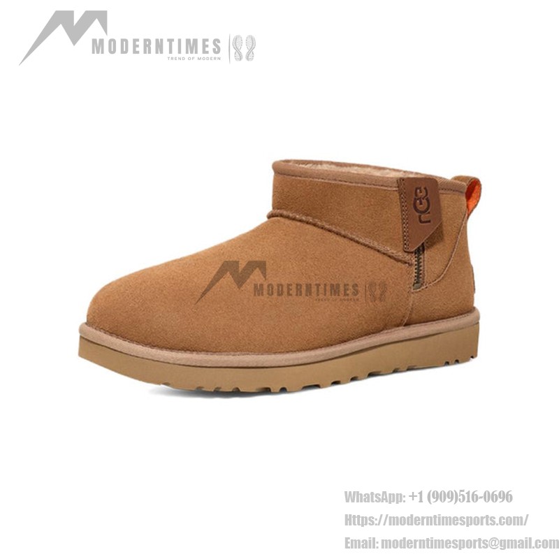 UGG Women's Classic Ultra Mini Zip Boot Chestnut/Orange Soda 1143984 UGG Women's Classic Ultra Mini Zip Boot Chestnut/Orange Soda - Sheepskin-Lined Suede Boots