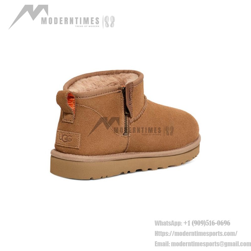 UGG Women's Classic Ultra Mini Zip Boot Chestnut/Orange Soda 1143984 UGG Women's Classic Ultra Mini Zip Boot Chestnut/Orange Soda - Sheepskin-Lined Suede Boots