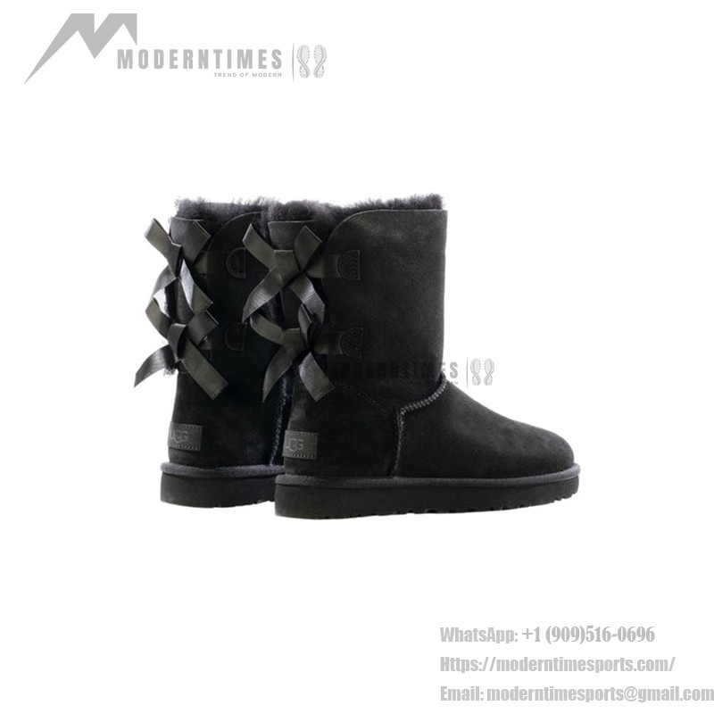 UGG ウィメンズ ベイリー ボウ II ブーツ ブラック 1016225 - スタイリッシュで快適な冬用ブーツ UGG ウィメンズ ベイリー ボウ II ブーツ ブラック 1016225 - リボン付き冬用ブーツ