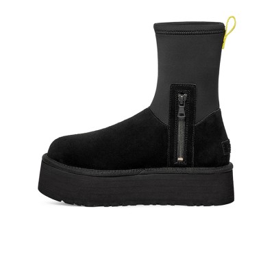 UGG レディース クラシック ディッパー ブラック 1144031：ジッパー付き防水仕様のモダンプラットフォームブーツ