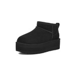 シープスキン裏地とスエードアッパーを備えたUGG レディース クラシック ウルトラ ミニ プラットフォーム ブラック シープスキン裏地とスエードアッパーを備えたUGG レディース クラシック ウルトラ ミニ プラットフォーム ブラック