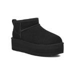 シープスキン裏地とスエードアッパーを備えたUGG レディース クラシック ウルトラ ミニ プラットフォーム ブラック シープスキン裏地とスエードアッパーを備えたUGG レディース クラシック ウルトラ ミニ プラットフォーム ブラック