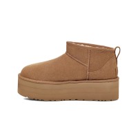 UGG レディース クラシック ウルトラ ミニ プラットフォーム チェスナット 1135092 - エレベートされたプラットフォームソール付きのスタイリッシュなシープスキンブーツ