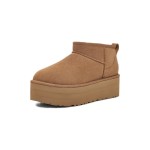 UGG レディース クラシック ウルトラ ミニ プラットフォーム チェスナット 1135092 - 日常の快適さのためのトレンディなシープスキンブーツ UGG レディース クラシック ウルトラ ミニ プラットフォーム チェスナット 1135092 ブーツ - シープスキンの快適さとプラットフォームソール