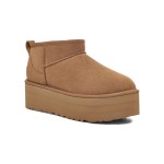 UGG レディース クラシック ウルトラ ミニ プラットフォーム チェスナット 1135092 - 日常の快適さのためのトレンディなシープスキンブーツ UGG レディース クラシック ウルトラ ミニ プラットフォーム チェスナット 1135092 ブーツ - シープスキンの快適さとプラットフォームソール