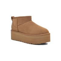 UGG レディース クラシック ウルトラ ミニ プラットフォーム チェスナット 1135092 - エレベートされたプラットフォームソール付きのスタイリッシュなシープスキンブーツ