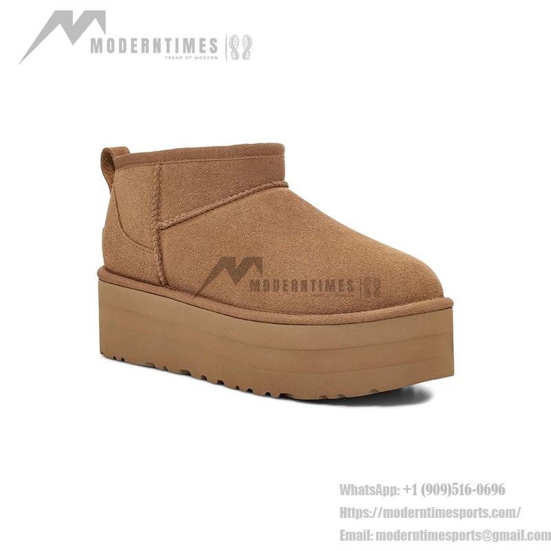 UGG レディース クラシック ウルトラ ミニ プラットフォーム チェスナット 1135092 - 日常の快適さのためのトレンディなシープスキンブーツ UGG レディース クラシック ウルトラ ミニ プラットフォーム チェスナット 1135092 ブーツ - シープスキンの快適さとプラットフォームソール