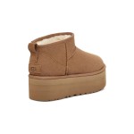 UGG レディース クラシック ウルトラ ミニ プラットフォーム チェスナット 1135092 - 日常の快適さのためのトレンディなシープスキンブーツ UGG レディース クラシック ウルトラ ミニ プラットフォーム チェスナット 1135092 ブーツ - シープスキンの快適さとプラットフォームソール