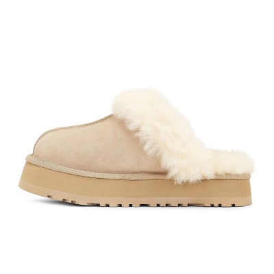 UGG ウィメンズ ディスケット スエード ファー プラットフォーム スリッパ 1122550 - 室内外兼用の快適なシープスキン プラットフォームスリッパ