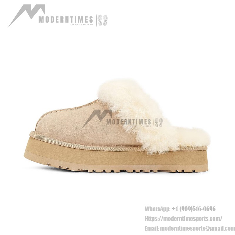 UGG ウィメンズ ディスケット スエード ファー プラットフォーム スリッパ 1122550 - 暖かくてスタイリッシュなシープスキン スリッパ UGG ウィメンズ ディスケット スエード ファー プラットフォーム スリッパ 1122550 - 室内外兼用の快適なシープスキン プラットフォームスリッパ