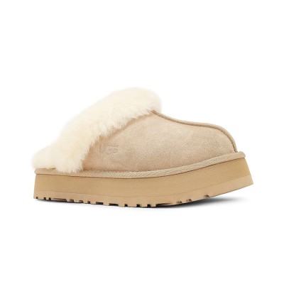 UGG ウィメンズ ディスケット スエード ファー プラットフォーム スリッパ 1122550 - 室内外兼用の快適なシープスキン プラットフォームスリッパ