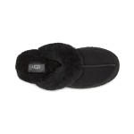 UGG レディース ディスケット ブラック:快適なシープスキン裏地付きプラットフォームスリッパ UGG レディース ディスケット ブラック、シープスキン裏地とEVAプラットフォームソール付き