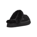 UGG レディース ディスケット ブラック:快適なシープスキン裏地付きプラットフォームスリッパ UGG レディース ディスケット ブラック、シープスキン裏地とEVAプラットフォームソール付き