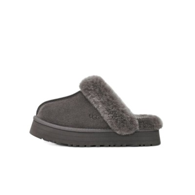UGG ウィメンズ ディスケット スリッパ チャコール 1122550 - 室内外兼用の快適なシープスキン プラットフォームスリッパ