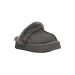 UGG ウィメンズ ディスケット スリッパ チャコール 1122550 - 暖かくてスタイリッシュなシープスキン スリッパ UGG ウィメンズ ディスケット スリッパ チャコール 1122550 - 室内外兼用の快適なシープスキン プラットフォームスリッパ