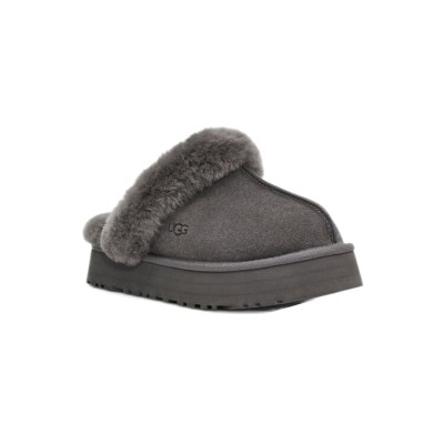 UGG ウィメンズ ディスケット スリッパ チャコール 1122550 - 室内外兼用の快適なシープスキン プラットフォームスリッパ