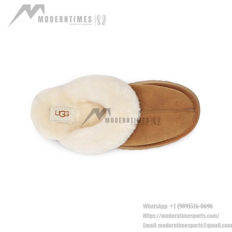 UGG ウィメンズ ディスケット スリッパ チェスナット 1122550 - 暖かくてスタイリッシュなシープスキン スリッパ UGG ウィメンズ ディスケット スリッパ チェスナット 1122550 - 室内外兼用の快適なシープスキン プラットフォームスリッパ