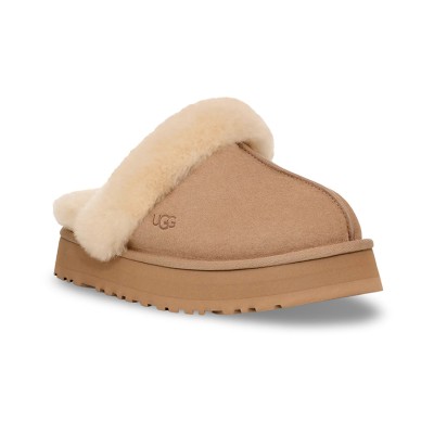 UGG ウィメンズ ディスケット スリッパ サンド 1122550 - 室内外兼用の快適なシープスキン プラットフォームスリッパ