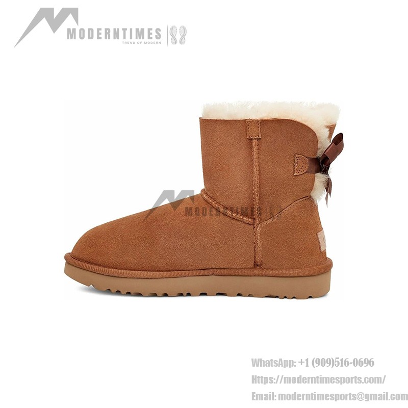 UGG レディース ミニ ベイリーボウ II ブーツ チェスナット - スタイリッシュなスエードとシープスキンライニングブーツ UGG レディース ミニ ベイリーボウ II ブーツ チェスナット 1016501 - スタイリッシュなスエードとシープスキンのブーツ