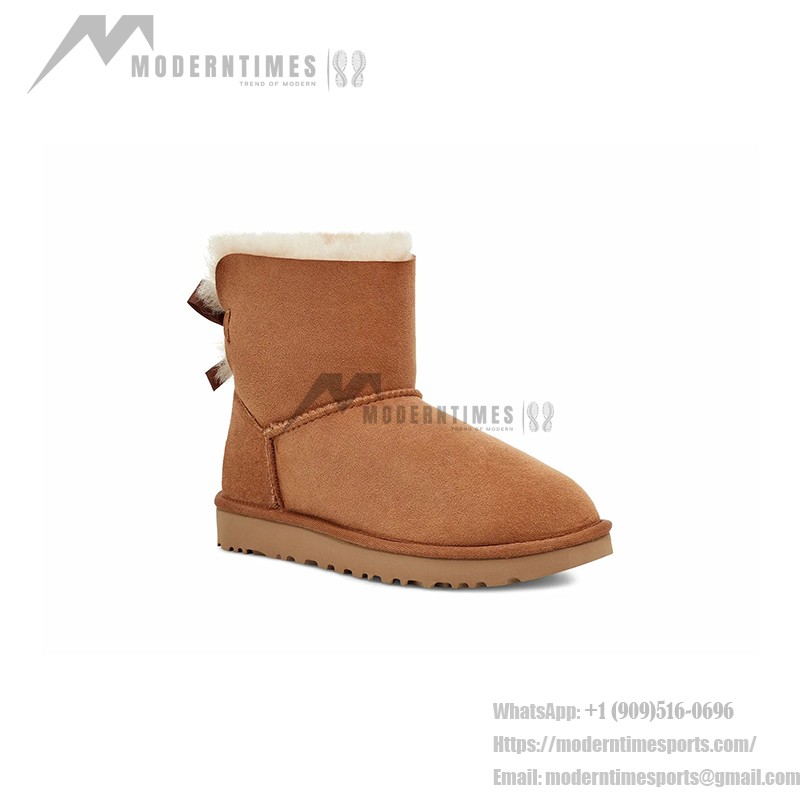 UGG レディース ミニ ベイリーボウ II ブーツ チェスナット - スタイリッシュなスエードとシープスキンライニングブーツ UGG レディース ミニ ベイリーボウ II ブーツ チェスナット 1016501 - スタイリッシュなスエードとシープスキンのブーツ