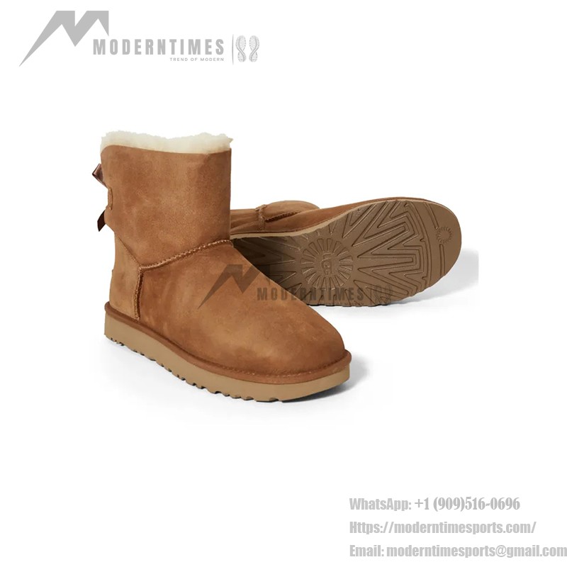 UGG レディース ミニ ベイリーボウ II ブーツ チェスナット - スタイリッシュなスエードとシープスキンライニングブーツ UGG レディース ミニ ベイリーボウ II ブーツ チェスナット 1016501 - スタイリッシュなスエードとシープスキンのブーツ