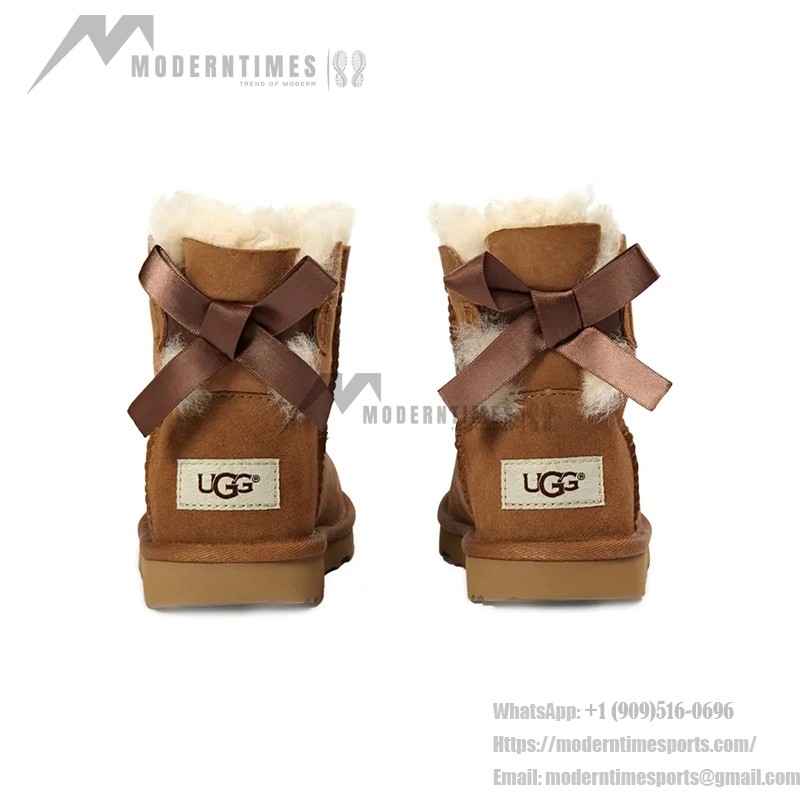 UGG レディース ミニ ベイリーボウ II ブーツ チェスナット - スタイリッシュなスエードとシープスキンライニングブーツ UGG レディース ミニ ベイリーボウ II ブーツ チェスナット 1016501 - スタイリッシュなスエードとシープスキンのブーツ