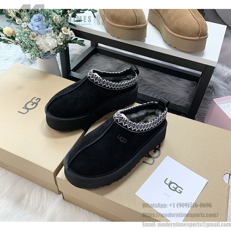 UGG レディース Tazz ブラック スリッパ – 型番 1122553-BLK UGG レディース Tazz ブラック スリッパ – ウール裏地の暖かい冬用フットウェア (型番 1122553-BLK)