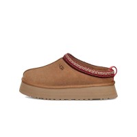 UGG レディース タズ スリッパ 栗色 1122553 - 室内外で履ける快適なシープスキンプラットフォームスリッパ