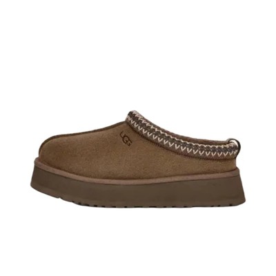 UGG レディース タズ スリッパ ヒッコリー 1122553 - 屋内外で着用可能なシープスキンライニング付きの快適なスエードプラットフォームスリッパ