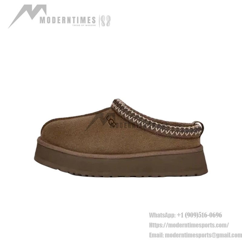 UGG レディース タズ スリッパ ヒッコリー 1122553 - スタイリッシュなプラットフォームスリッパ UGG レディース タズ スリッパ ヒッコリー 1122553 - 快適なシープスキンライニング付きスエードスリッパ