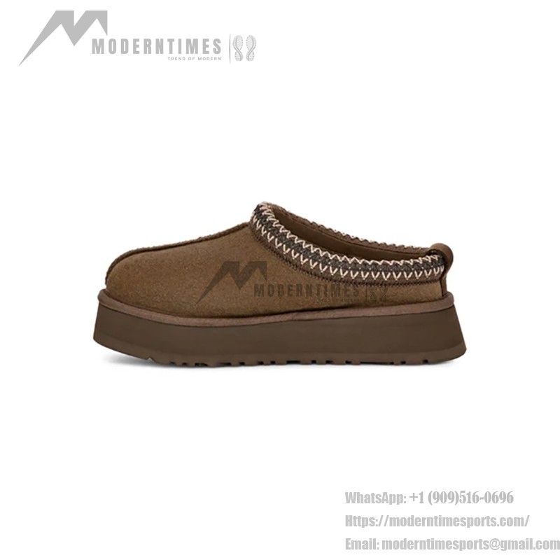 UGG レディース タズ スリッパ ヒッコリー 1122553 - スタイリッシュなプラットフォームスリッパ UGG レディース タズ スリッパ ヒッコリー 1122553 - 快適なシープスキンライニング付きスエードスリッパ