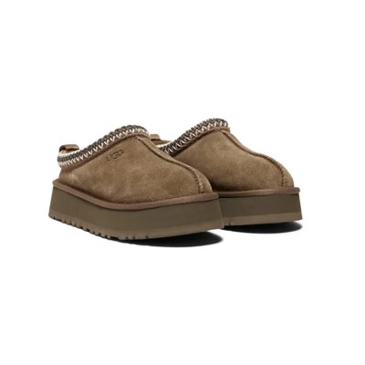 UGG レディース タズ スリッパ ヒッコリー 1122553 - 屋内外で着用可能なシープスキンライニング付きの快適なスエードプラットフォームスリッパ