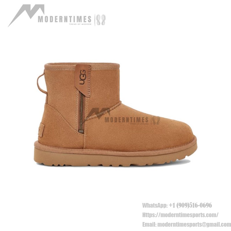 UGG Classic Mini Bailey Zip Boots Chestnut 1151230 UGG Women's Classic Mini Bailey Zip Chestnut 1151230 - Sheepskin Lined Suede Boots