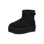 UGG クラシック ミニ プラットフォーム ブラック:快適でスタイリッシュな厚底ブーツ スエードアッパーとプラットフォームソールを備えたUGG クラシック ミニ プラットフォーム ブラックブーツ