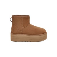 UGG クラシック ミニ プラットフォーム チェスナット 1134991 - スタイリッシュなプラットフォームソール付きのふわふわシープスキンブーツ