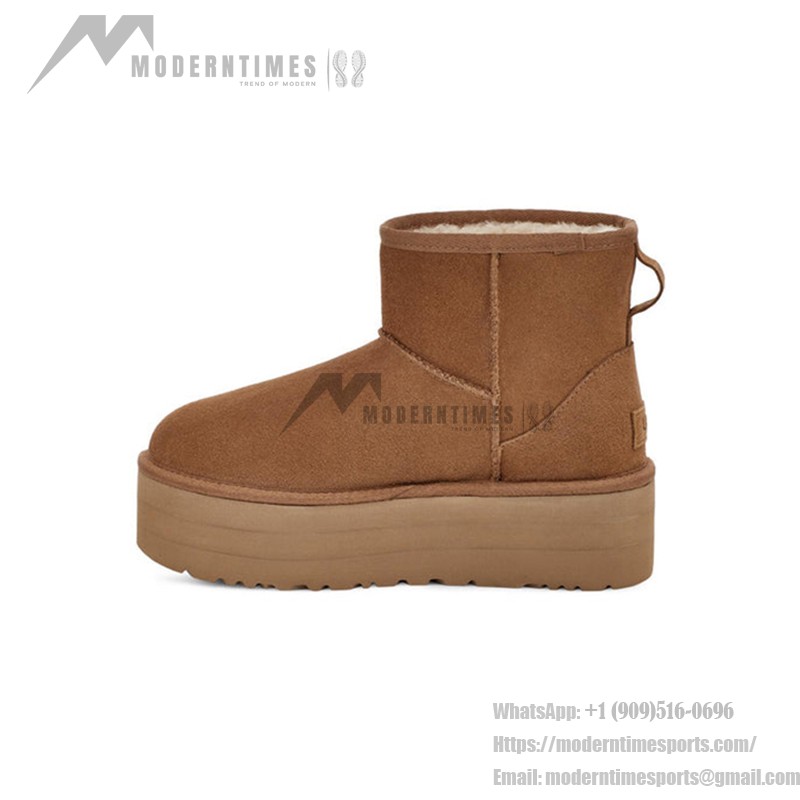 UGG クラシック ミニ プラットフォーム チェスナット 1134991 - 毎日使えるスタイリッシュなシープスキンブーツ UGG クラシック ミニ プラットフォーム チェスナット 1134991 ブーツ - スエードとシープスキンの快適さとプラットフォームソール