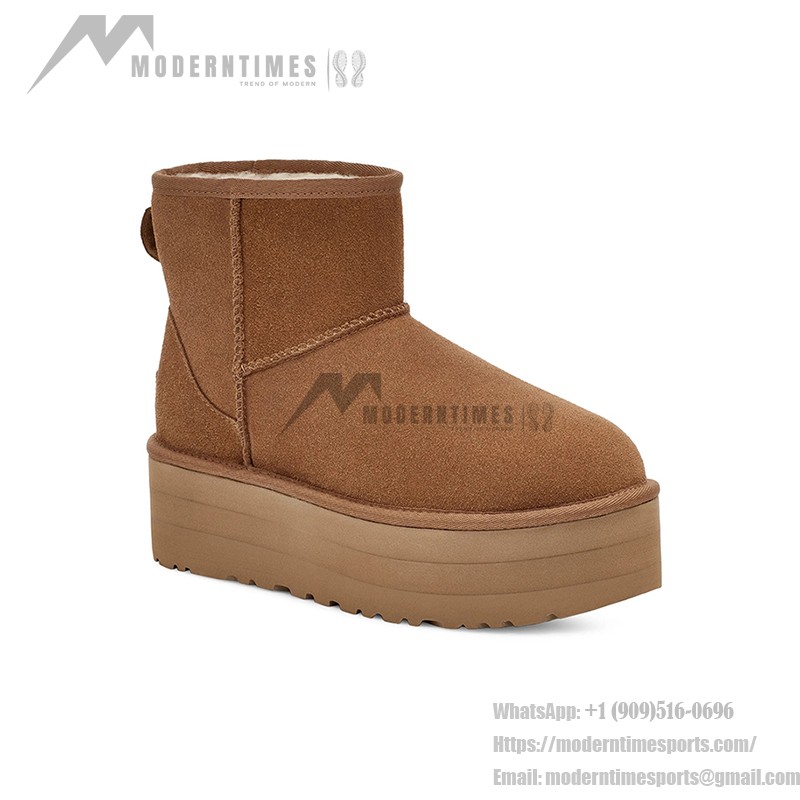 UGG クラシック ミニ プラットフォーム チェスナット 1134991 - 毎日使えるスタイリッシュなシープスキンブーツ UGG クラシック ミニ プラットフォーム チェスナット 1134991 ブーツ - スエードとシープスキンの快適さとプラットフォームソール