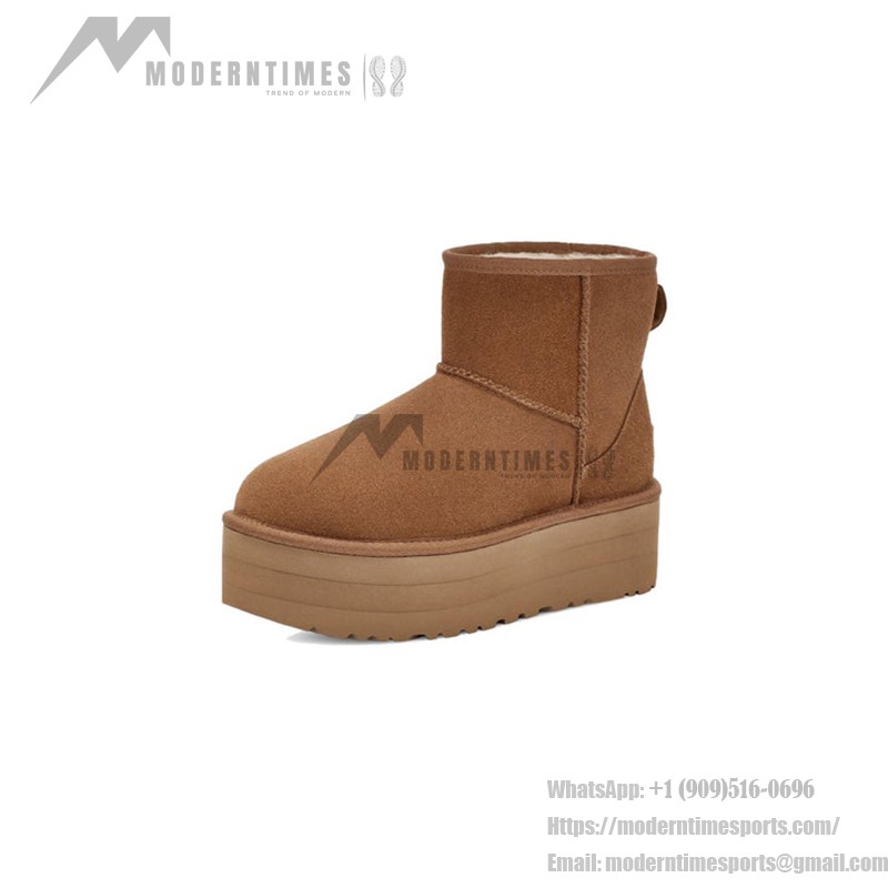 UGG クラシック ミニ プラットフォーム チェスナット 1134991 - 毎日使えるスタイリッシュなシープスキンブーツ UGG クラシック ミニ プラットフォーム チェスナット 1134991 ブーツ - スエードとシープスキンの快適さとプラットフォームソール