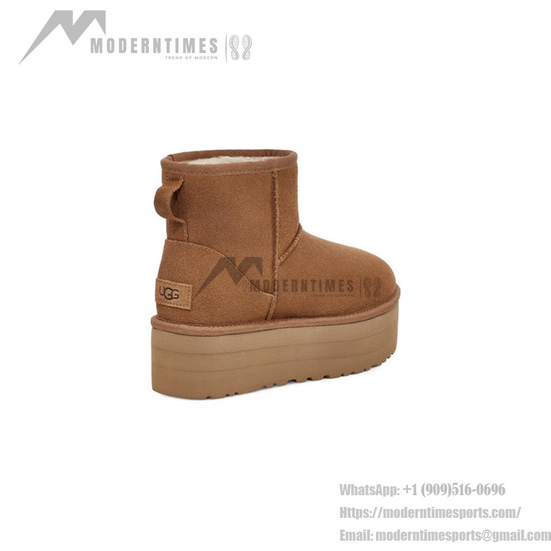 UGG クラシック ミニ プラットフォーム チェスナット 1134991 - 毎日使えるスタイリッシュなシープスキンブーツ UGG クラシック ミニ プラットフォーム チェスナット 1134991 ブーツ - スエードとシープスキンの快適さとプラットフォームソール
