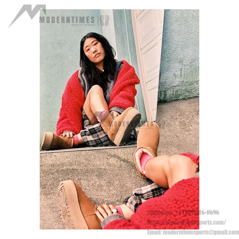 UGG クラシック ミニ プラットフォーム チェスナット 1134991 - 毎日使えるスタイリッシュなシープスキンブーツ UGG クラシック ミニ プラットフォーム チェスナット 1134991 ブーツ - スエードとシープスキンの快適さとプラットフォームソール