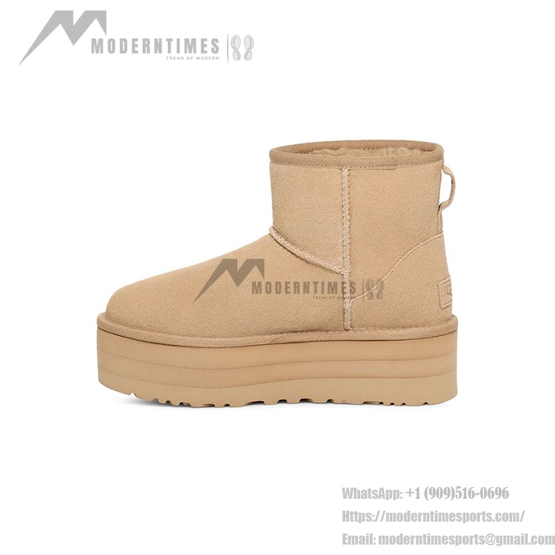 UGG クラシック ミニ プラットフォーム マスタードシード 1134991 - トレンディな日常使いに最適なスタイリッシュシープスキンブーツ UGG クラシック ミニ プラットフォーム マスタードシード 1134991 ブーツ - シープスキンとスエードの快適さとプラットフォームソール