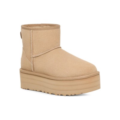 UGG クラシック ミニ プラットフォーム マスタードシード 1134991 - トレンディなプラットフォームソール付きスタイリッシュシープスキンブーツ