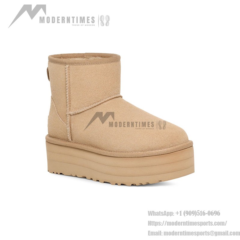 UGG クラシック ミニ プラットフォーム マスタードシード 1134991 - トレンディな日常使いに最適なスタイリッシュシープスキンブーツ UGG クラシック ミニ プラットフォーム マスタードシード 1134991 ブーツ - シープスキンとスエードの快適さとプラットフォームソール