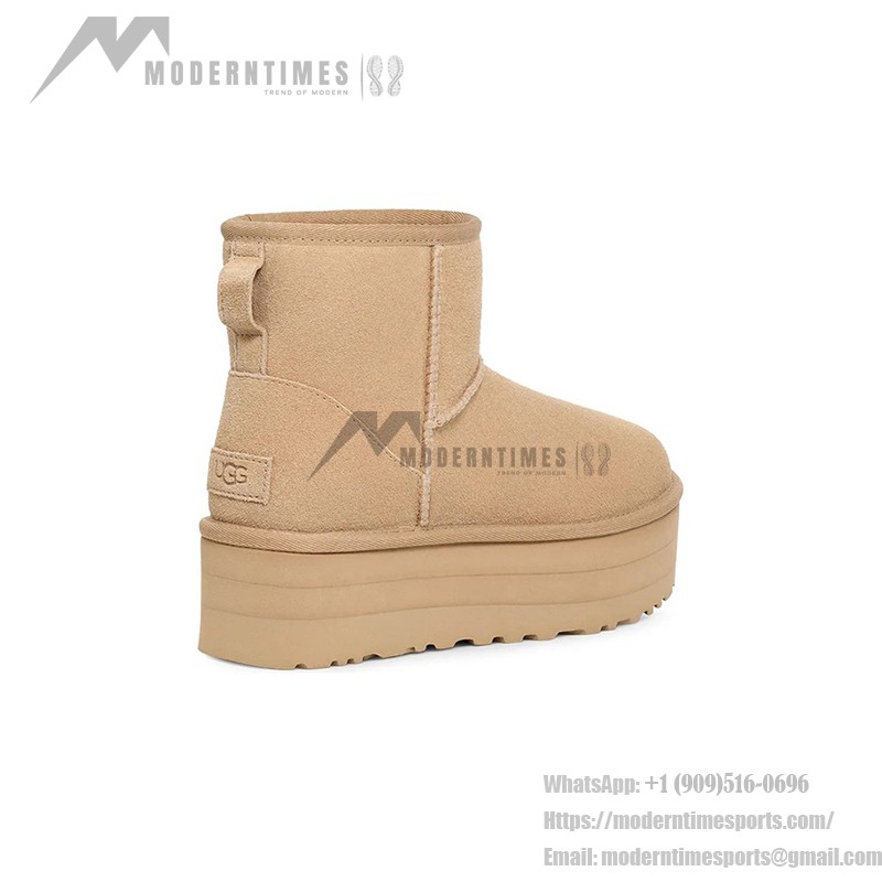 UGG クラシック ミニ プラットフォーム マスタードシード 1134991 - トレンディな日常使いに最適なスタイリッシュシープスキンブーツ UGG クラシック ミニ プラットフォーム マスタードシード 1134991 ブーツ - シープスキンとスエードの快適さとプラットフォームソール