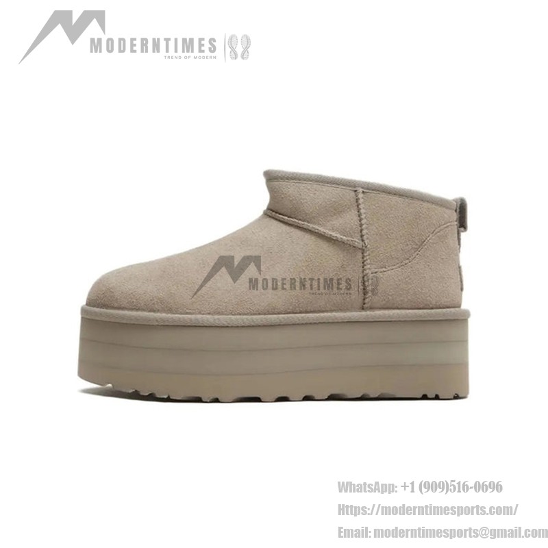 UGG レディース クラシック ウルトラ ミニ プラットフォーム ゴート 1135092 - 高さを演出するトレンディなシープスキンブーツ UGG レディース クラシック ウルトラ ミニ プラットフォーム ゴート 1135092 ブーツ - シープスキンとスエードの快適さとプラットフォームソール