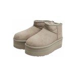 UGG レディース クラシック ウルトラ ミニ プラットフォーム ゴート 1135092 - 高さを演出するトレンディなシープスキンブーツ UGG レディース クラシック ウルトラ ミニ プラットフォーム ゴート 1135092 ブーツ - シープスキンとスエードの快適さとプラットフォームソール