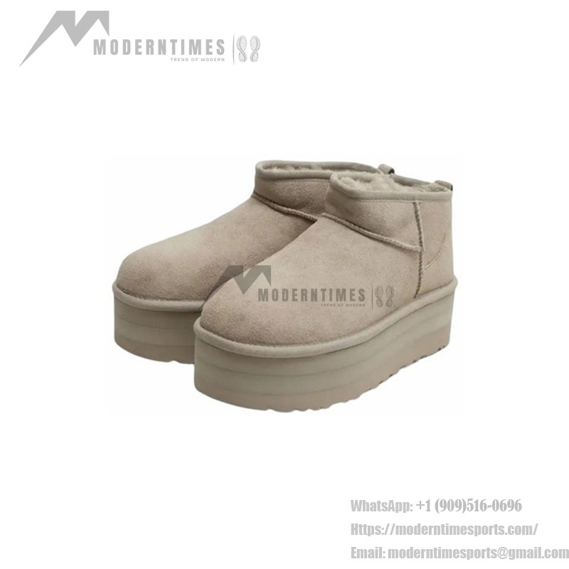 UGG レディース クラシック ウルトラ ミニ プラットフォーム ゴート 1135092 - 高さを演出するトレンディなシープスキンブーツ UGG レディース クラシック ウルトラ ミニ プラットフォーム ゴート 1135092 ブーツ - シープスキンとスエードの快適さとプラットフォームソール